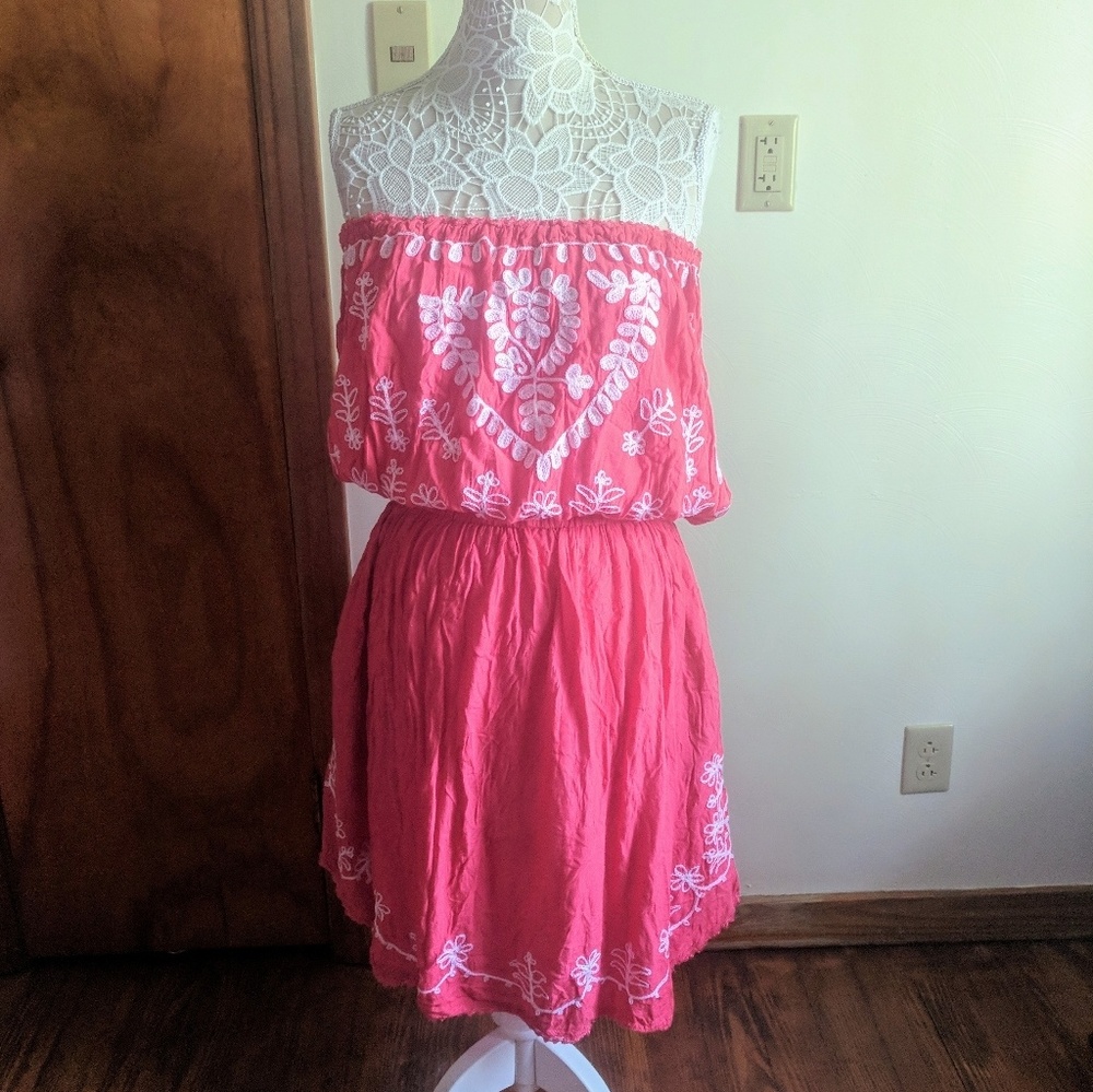 Beach by Exist Coral/White Cover-up Dress